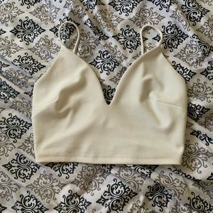 White low v neck crop top